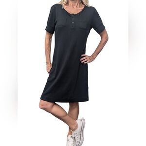 Lauren Ralph Lauren Petite Black Knit Shift Dress P/M Casual Chic Cotton
